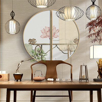 風(fēng)雅閑趣，一畫入景 新中式餐廳玄關(guān)圓形掛畫選購(gòu)與搭配指南